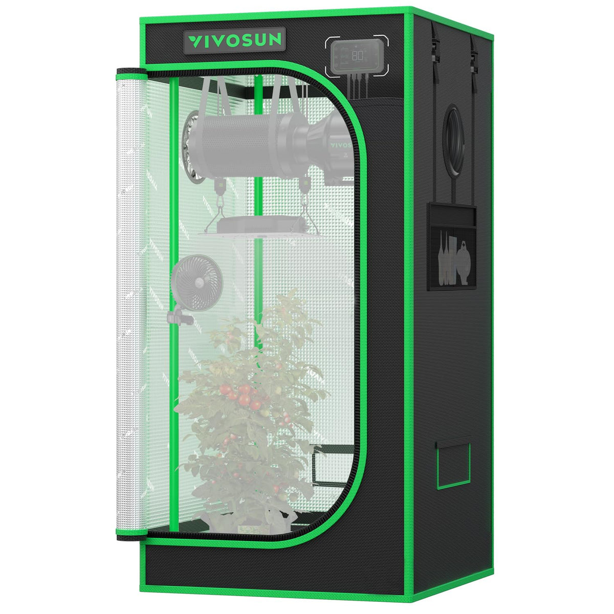 VIVOSUN front view showing full tent and secure construction benefit visibility