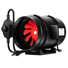 VIVOSUN front view of inline fan showing compact housing and airflow benefit