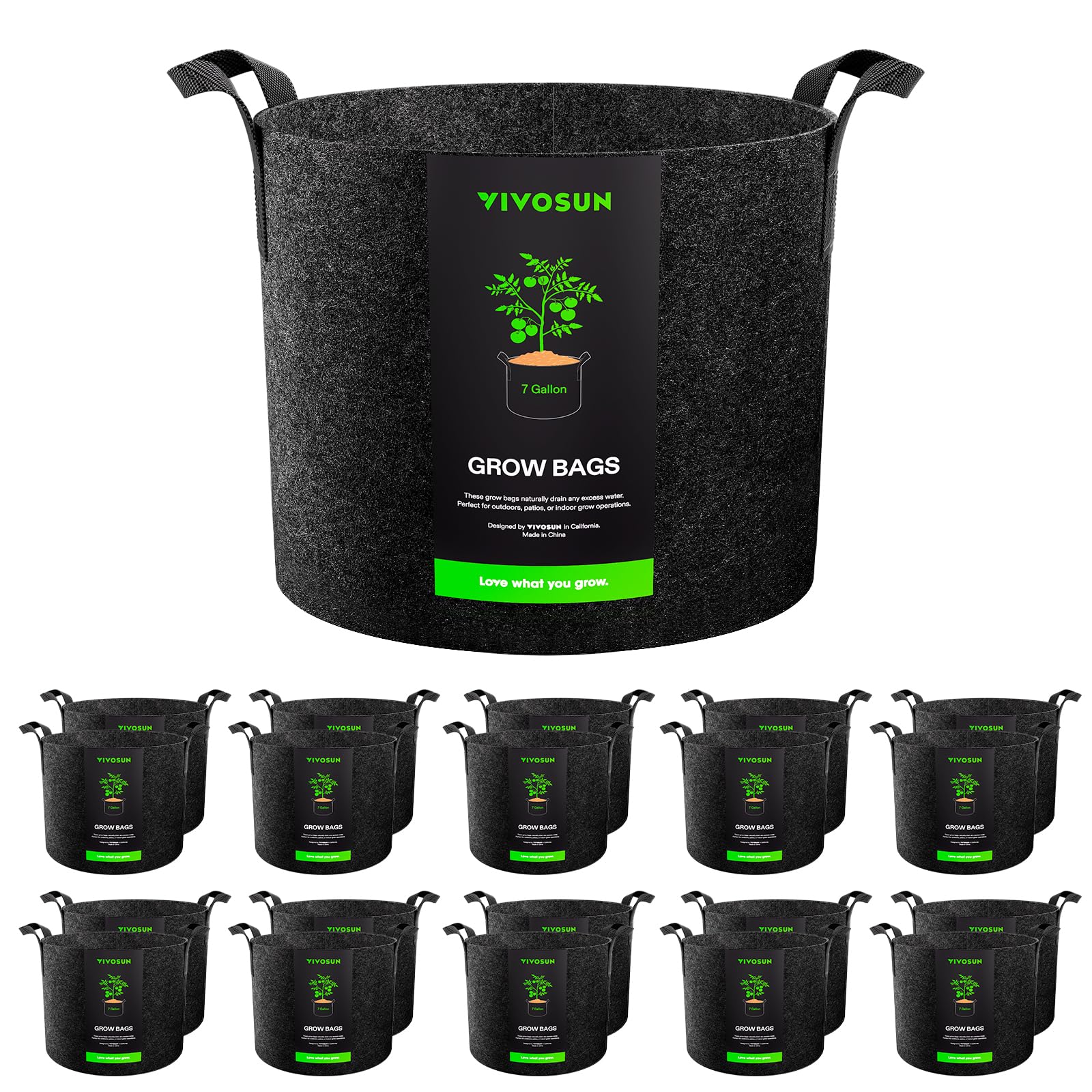 VIVOSUN pack 20 macetas frontales muestra durabilidad
