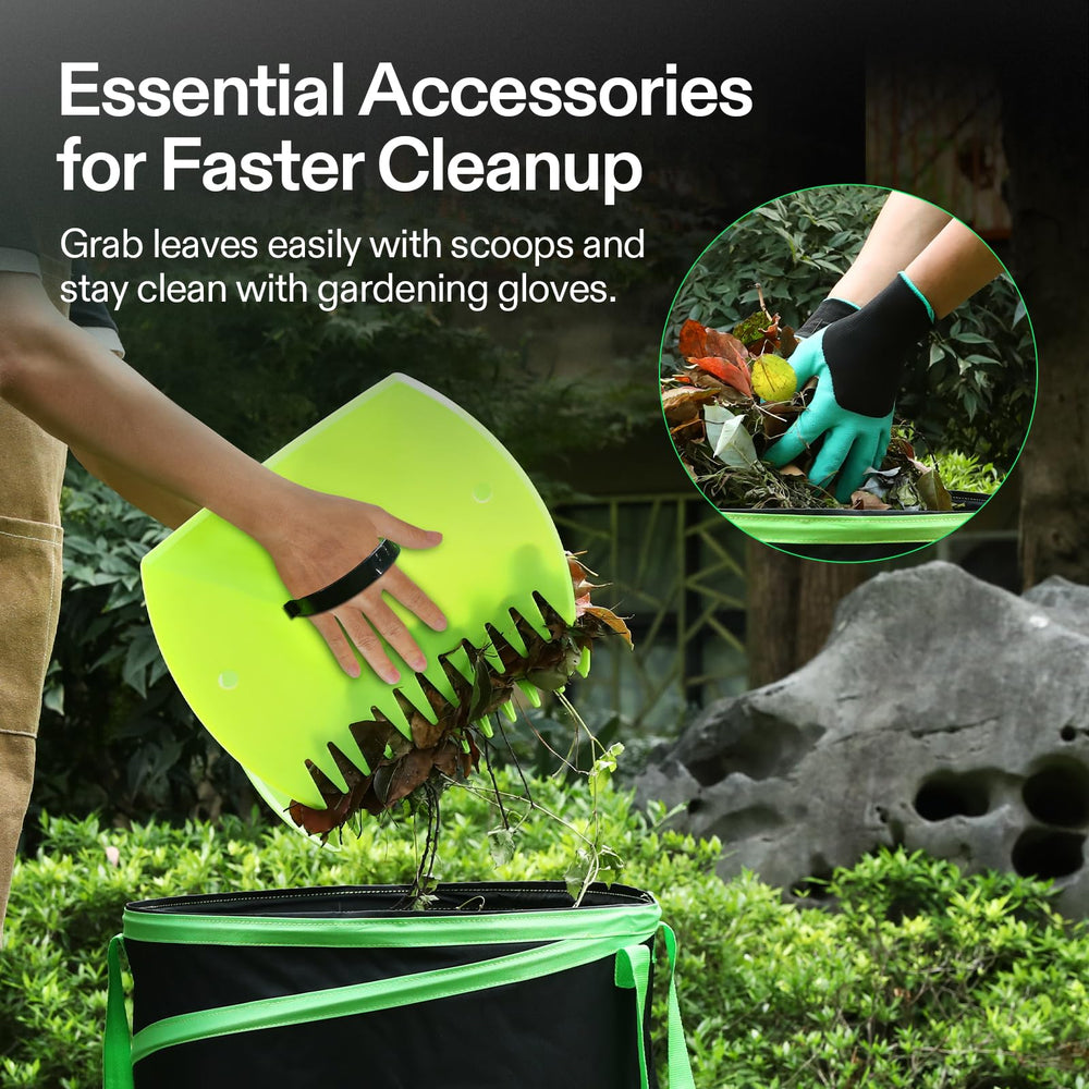 VIVOSUN gloves and leaf scoops laid out for safe efficient collection