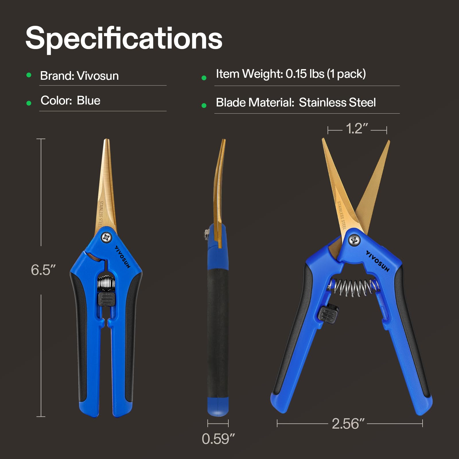 VIVOSUN ergonomic grip and spring detail reducing hand strain