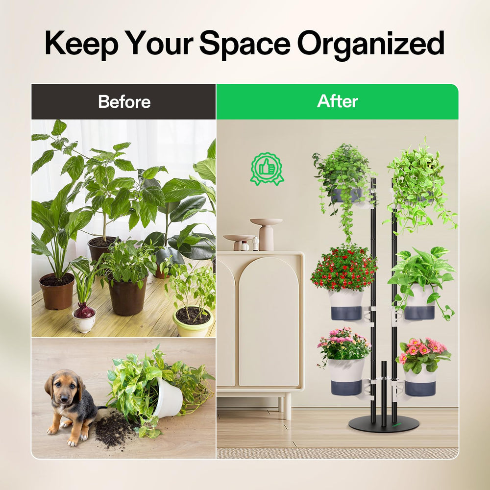 VIVOSUN plant stand next to a common houseplant showing height scale and sizing clarity
