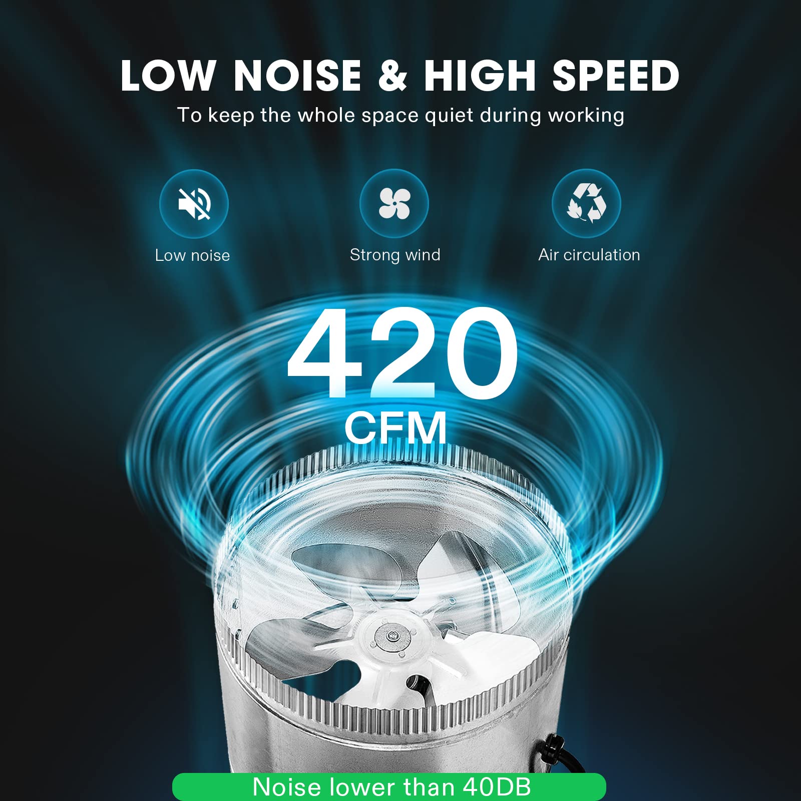 VIVOSUN impeller detail emphasizing balanced blades for quiet efficient airflow