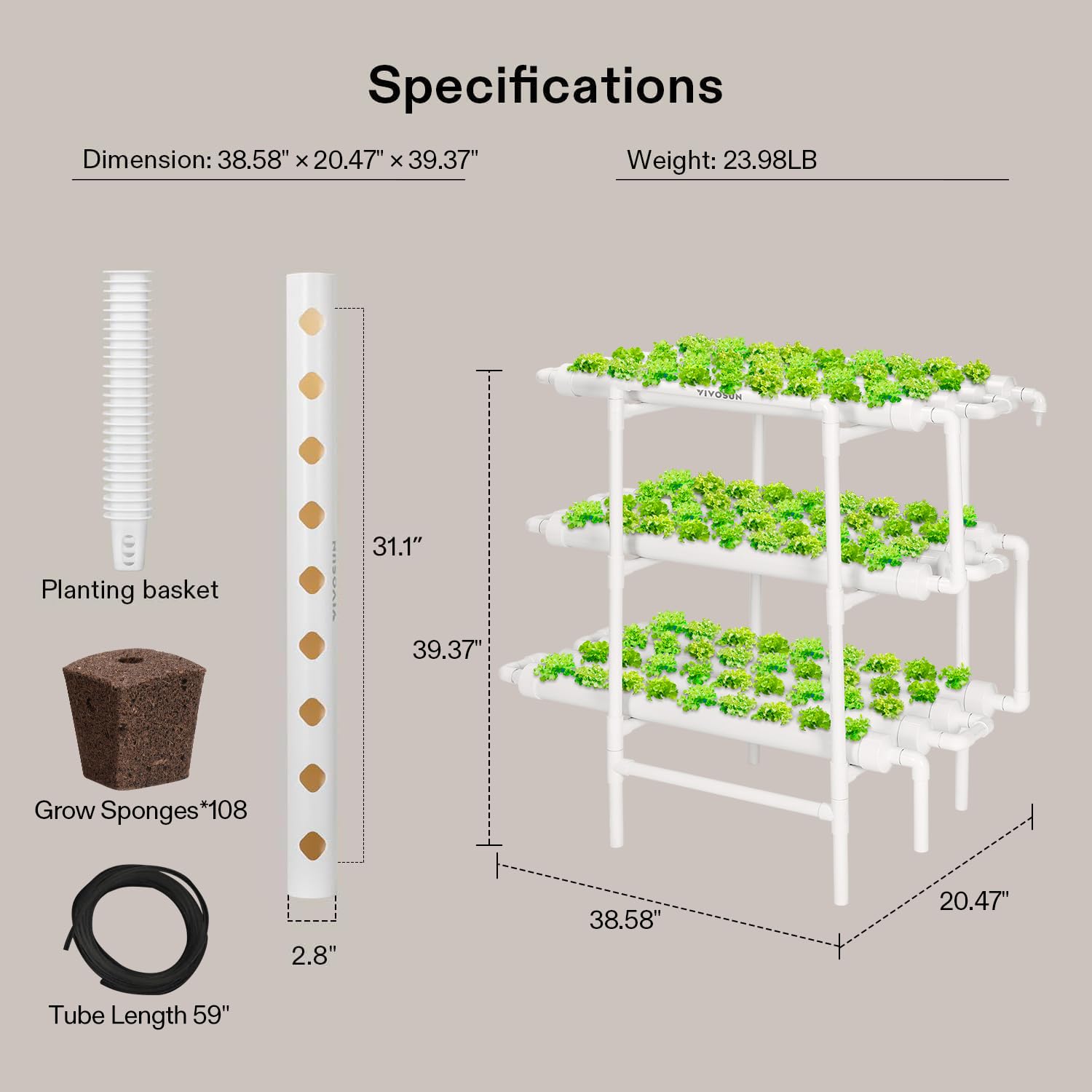 VIVOSUN system placed in kitchen showcasing indoor fresh-harvest convenience