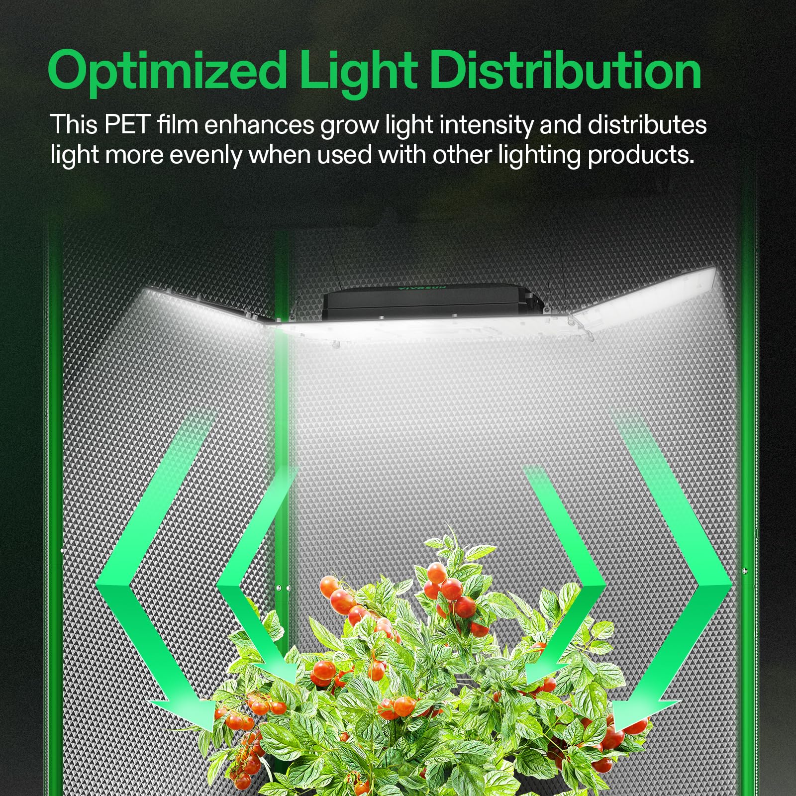 VIVOSUN installed in grow tent boosting canopy light and uniformity