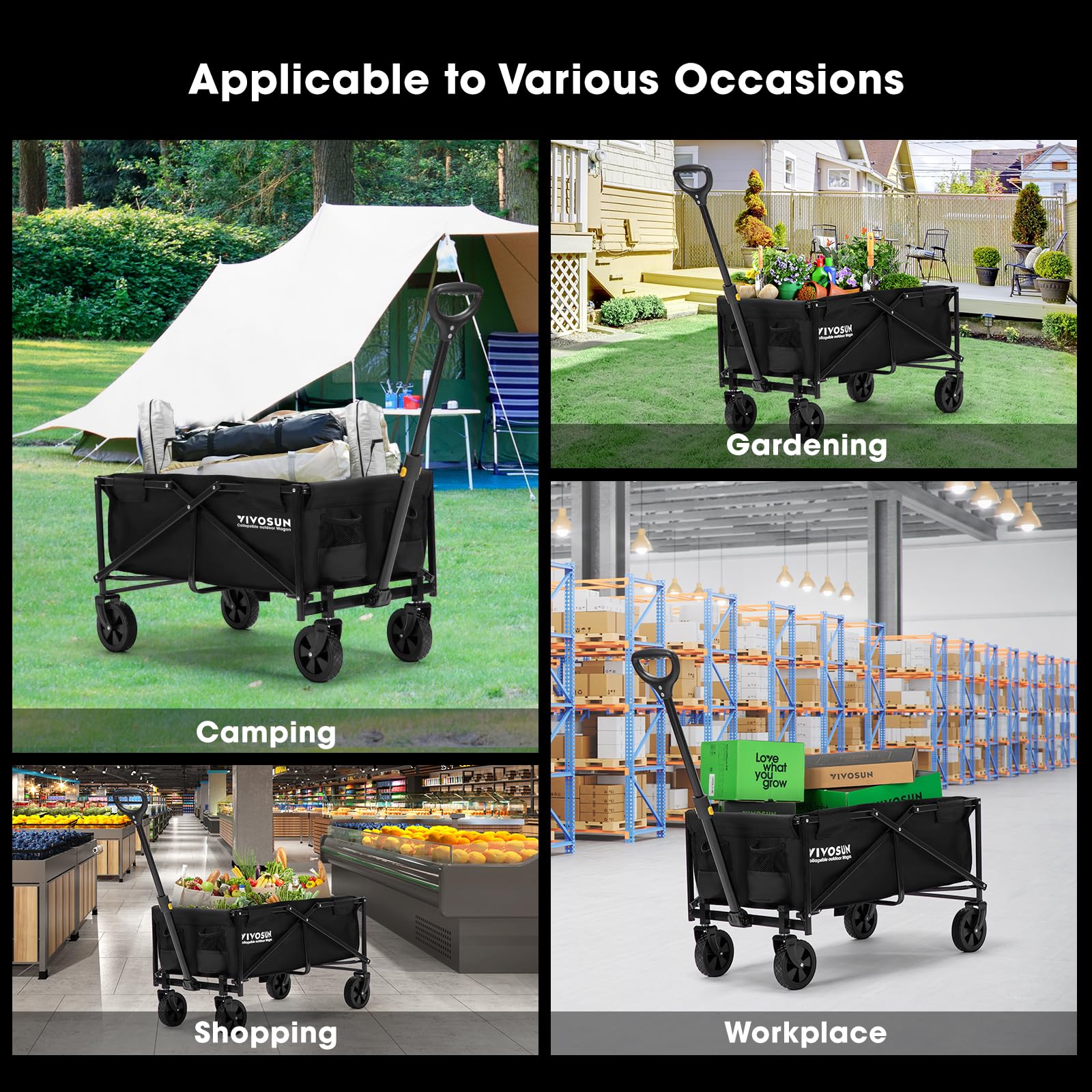 VIVOSUN lifestyle camping scene carrying gear for outdoor convenience