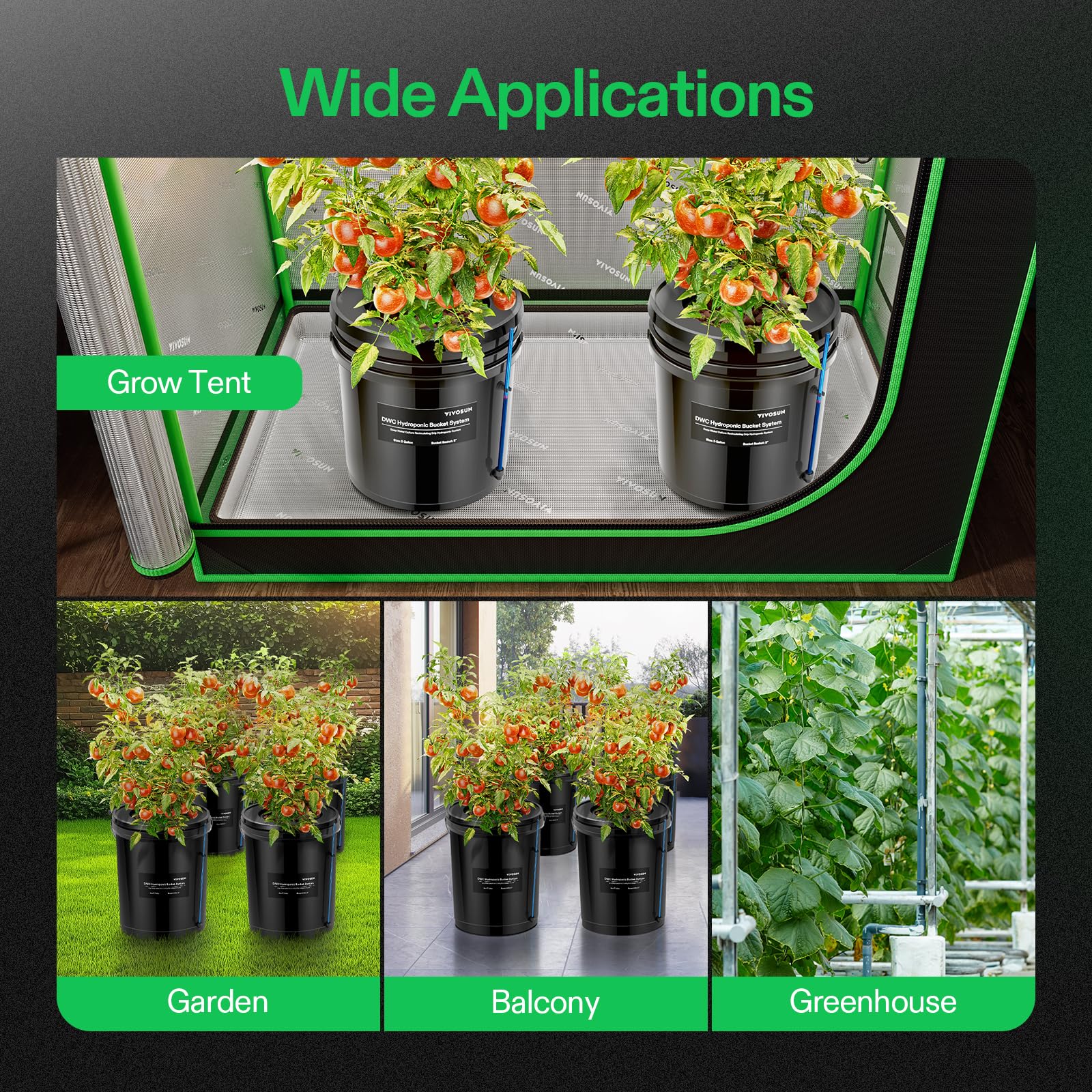 VIVOSUN installed inside grow tent showing neat, productive indoor gardening setup