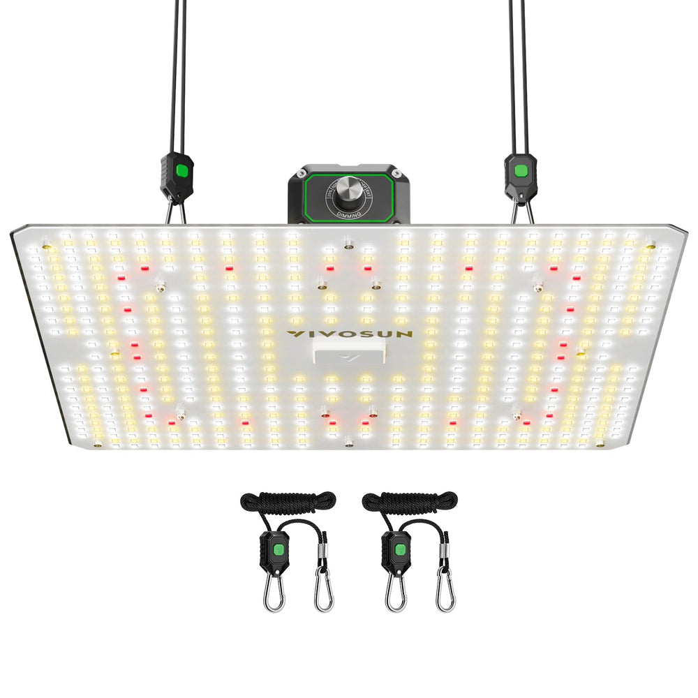 VIVOSUN front view of LumaLight 150W showing full-panel output and compact design benefit
