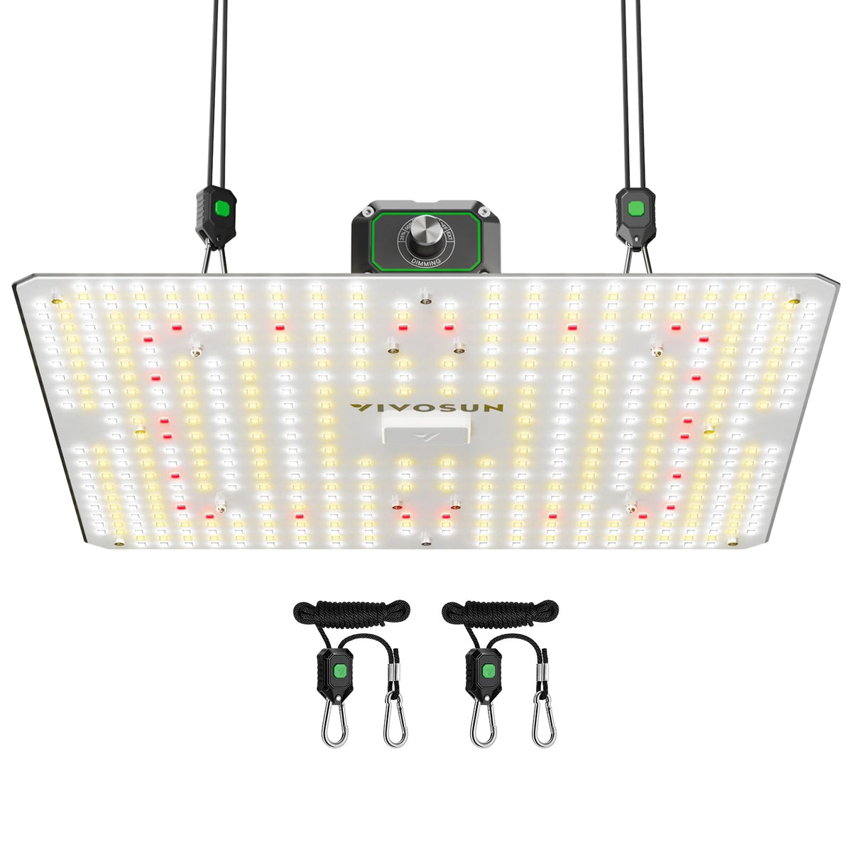 VIVOSUN front view of LumaLight 150W showing full-panel output and compact design benefit