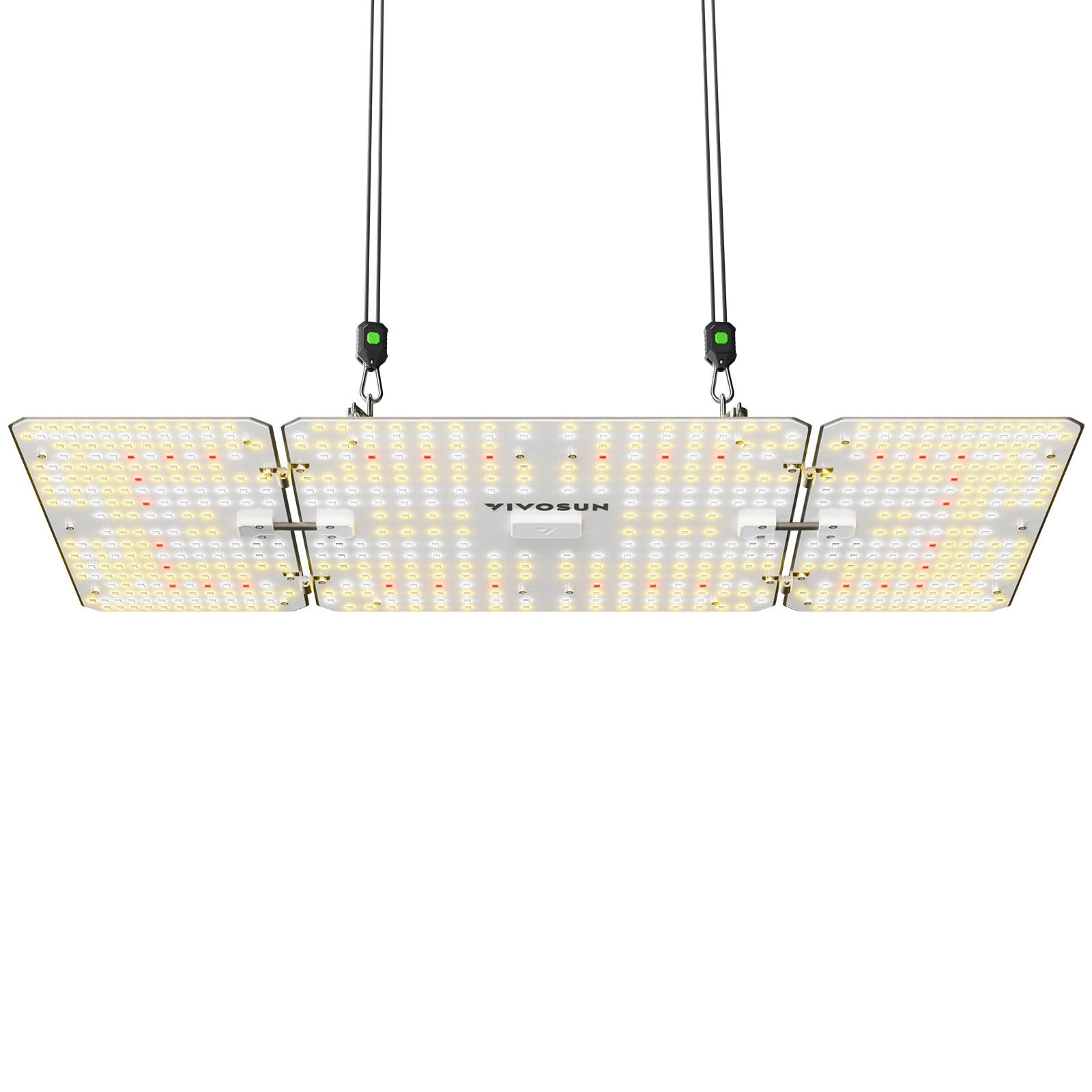 VIVOSUN LumaLight 200W front view showing slim profile and hanging points for even canopy coverage