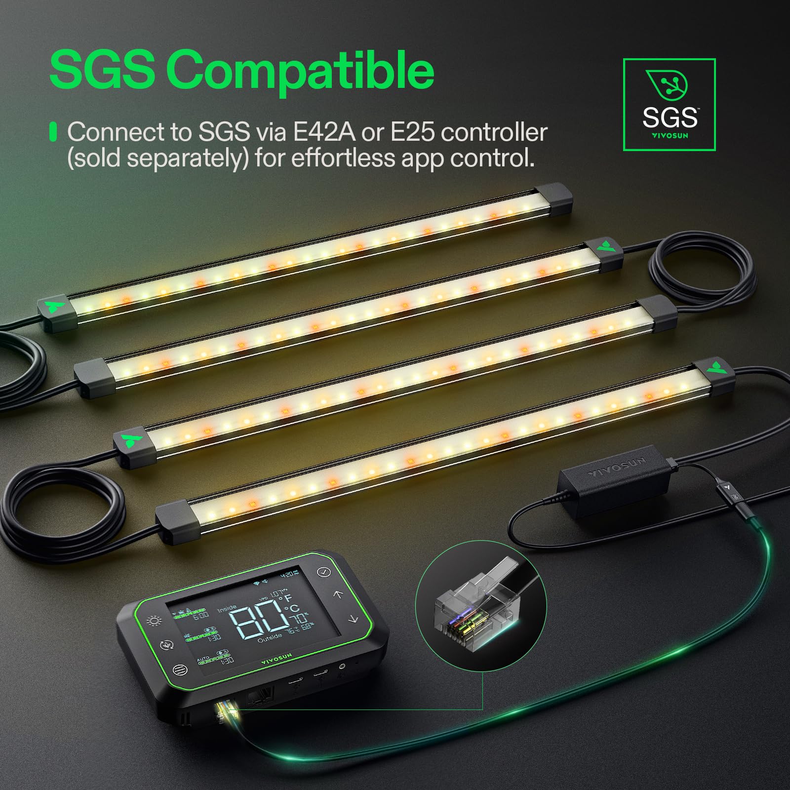 VIVOSUN gallium nitride power supply angle demonstrating durability