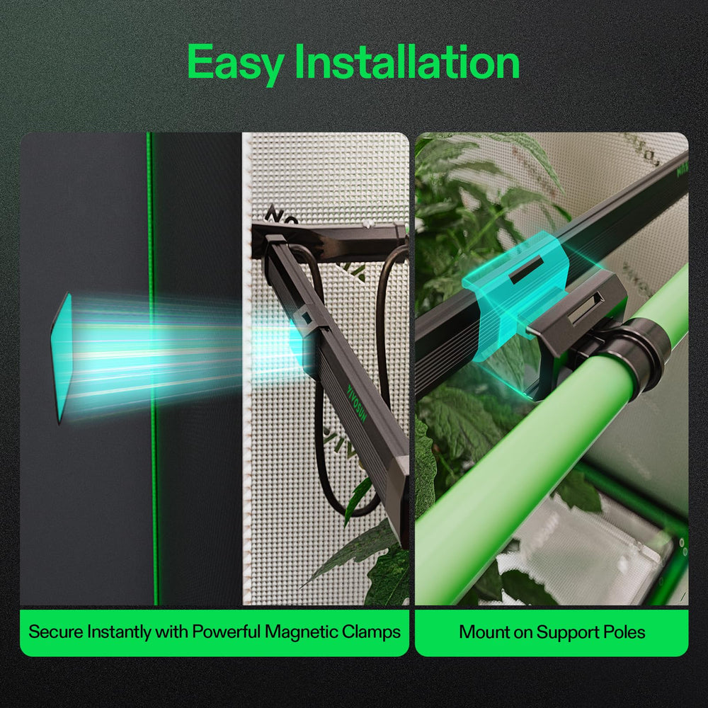 VIVOSUN magnetic clamps and mounting hardware for quick setup