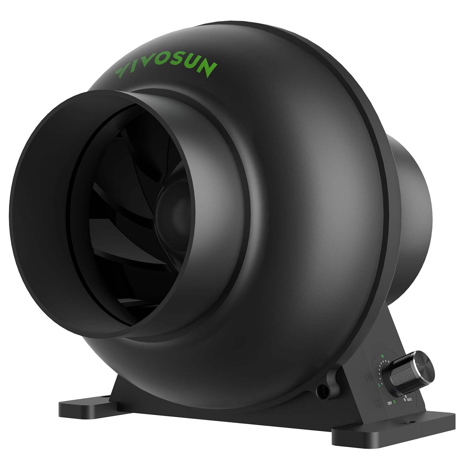 VIVOSUN M4 front view showing compact inline fan and performance benefit