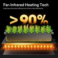 VIVOSUN mat under standard 1020 tray demonstrating correct fit and even warmth