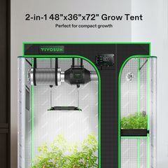 VIVOSUN interior with open partitions showing separate propagation and flowering chambers