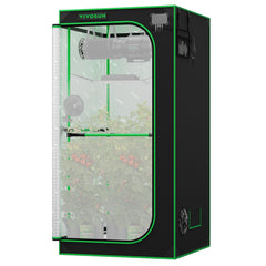 VIVOSUN front view of P336 PRO tent showing robust frame and lightproof fabric benefit: stable grow space