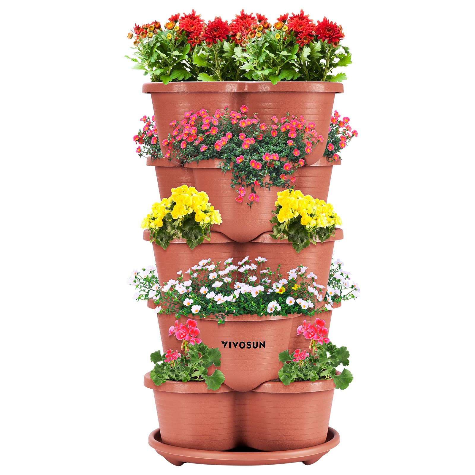 VIVOSUN front view of 5-tier planter showing compact vertical gardening benefit