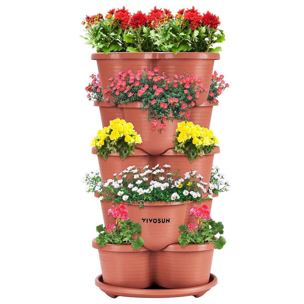 VIVOSUN front view of 5-tier planter showing compact vertical gardening benefit