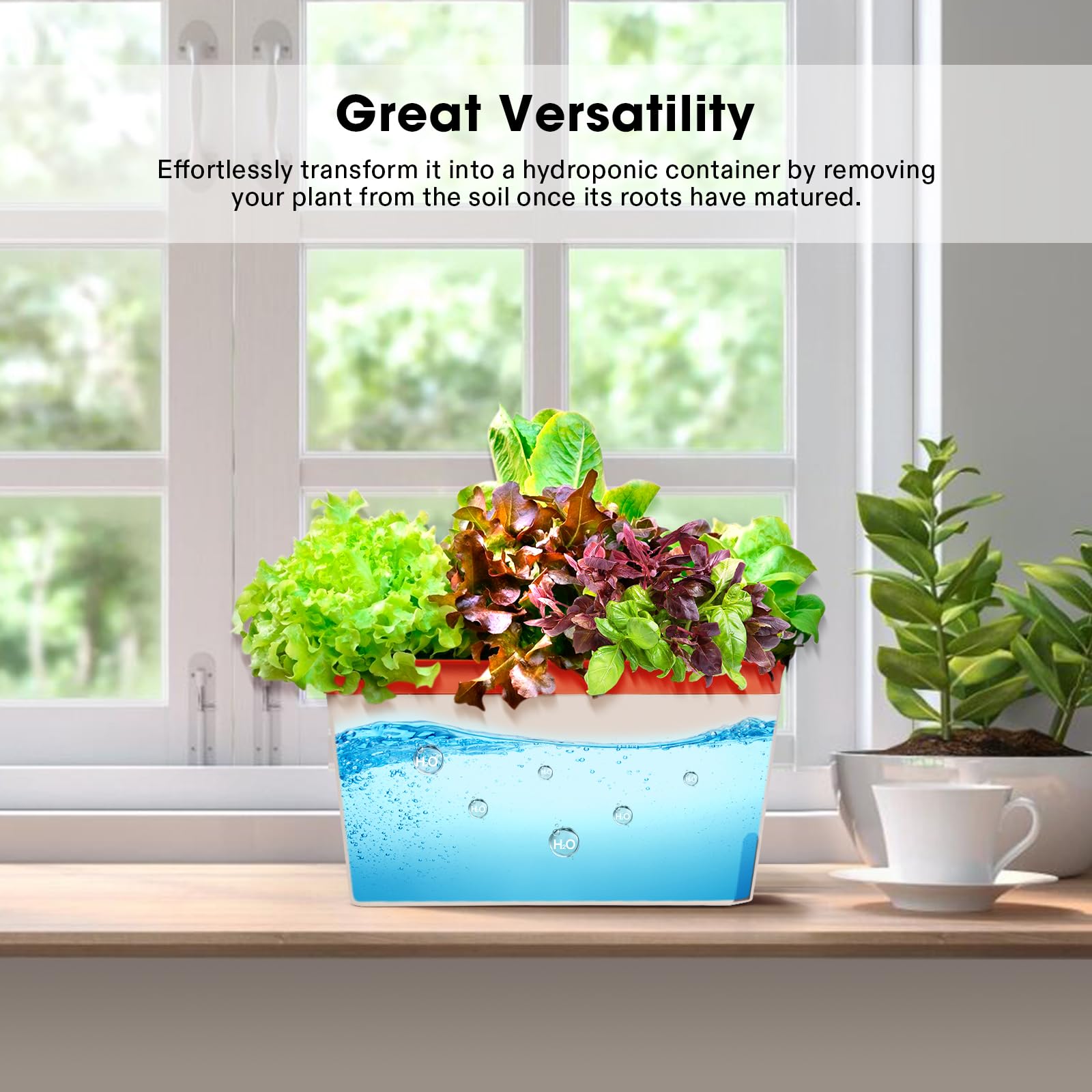 VIVOSUN planters on a kitchen windowsill demonstrating space-saving, fresh-herb access