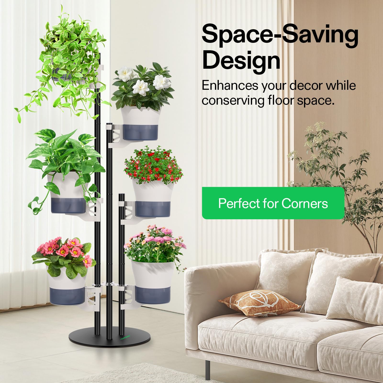 VIVOSUN planter tower placed on a balcony showing decorative use and space maximization