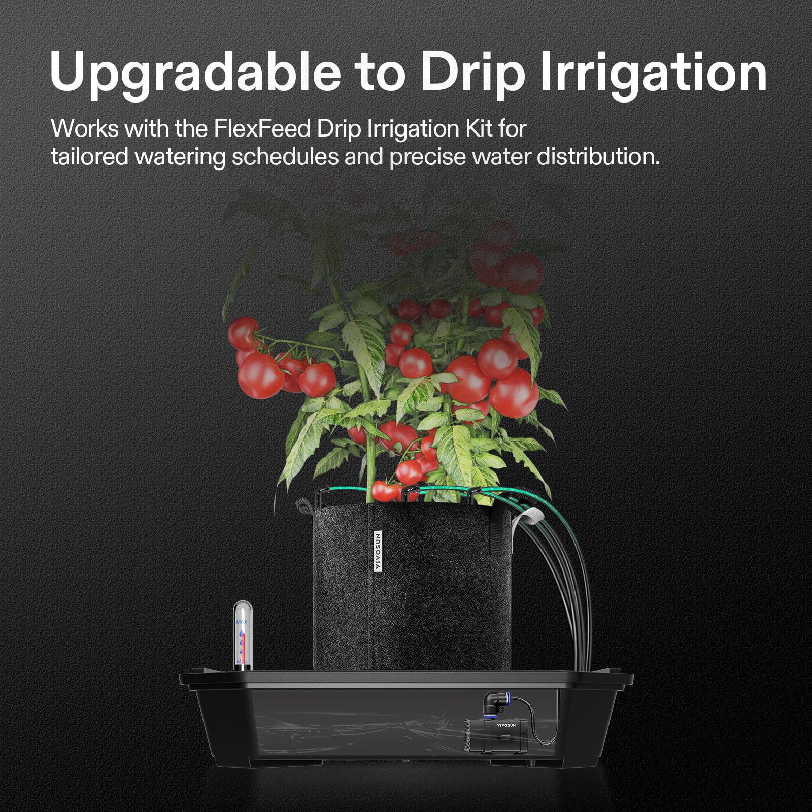 VIVOSUN pot in an indoor grow tent showing tidy automated watering benefit
