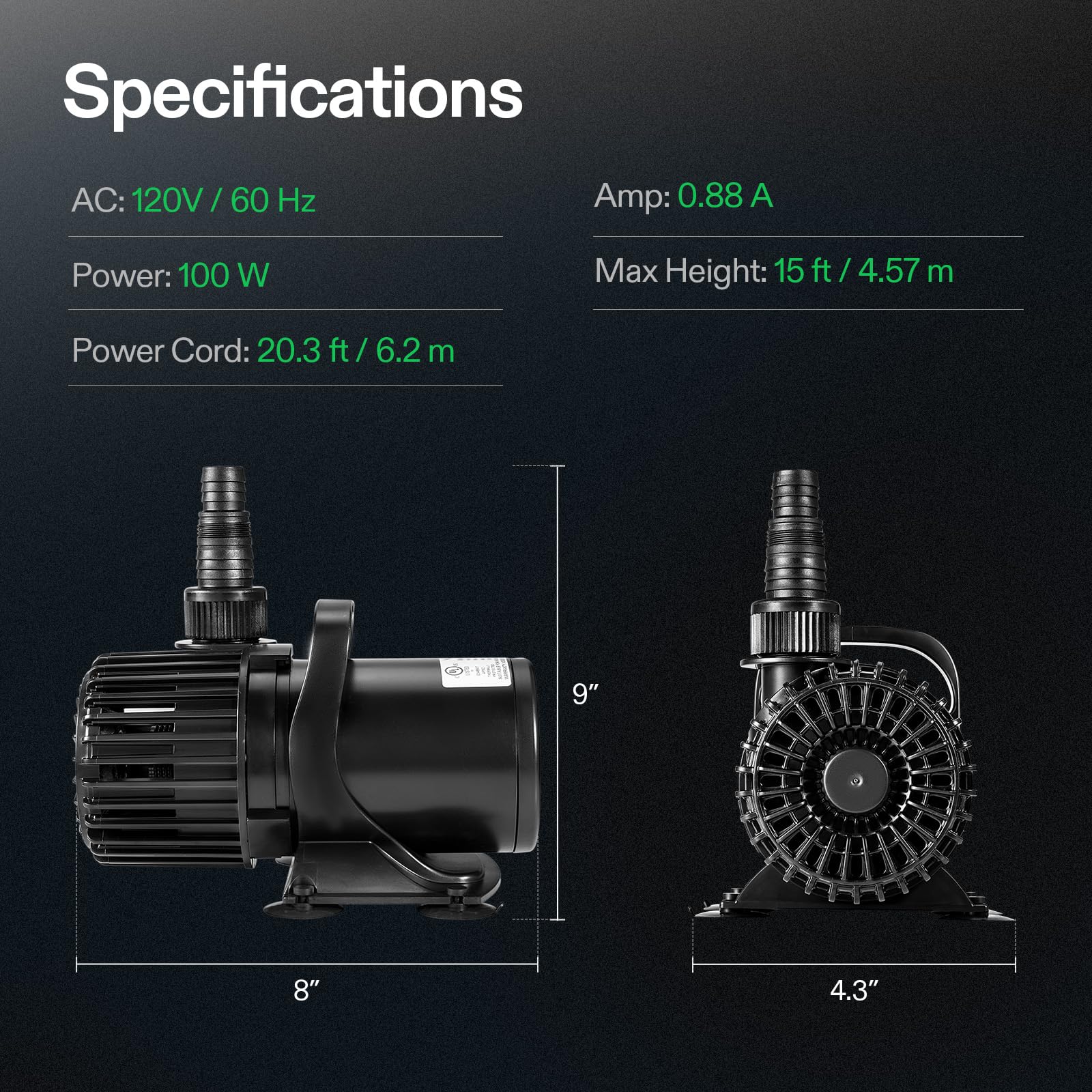 VIVOSUN pump next to hand for scale showing compact size and easy handling benefit