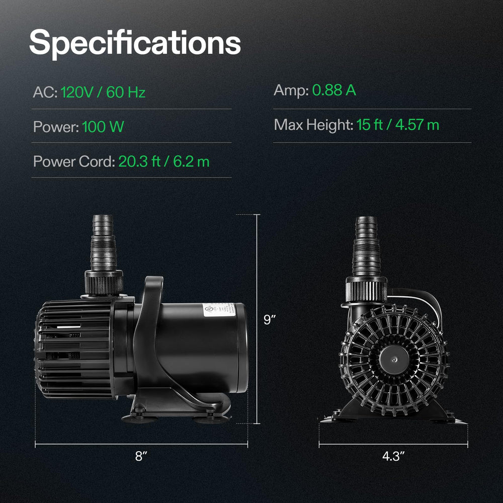VIVOSUN pump next to hand for scale showing compact size and easy handling benefit