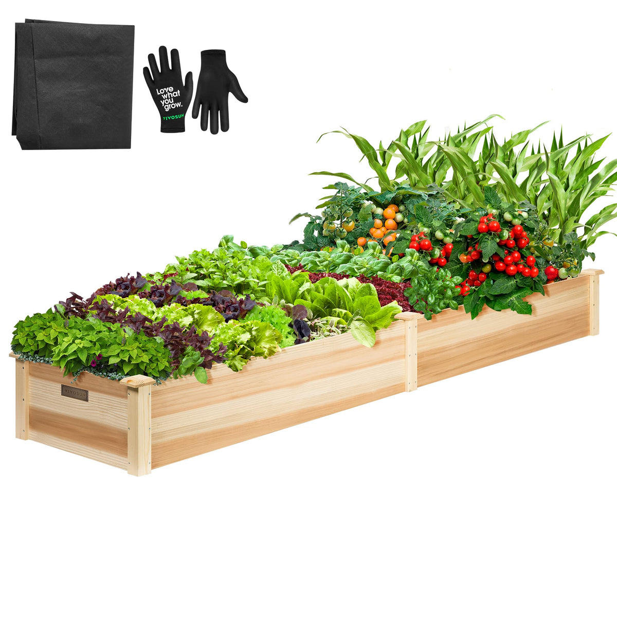 VIVOSUN front view of assembled raised garden bed showing roomy planting area