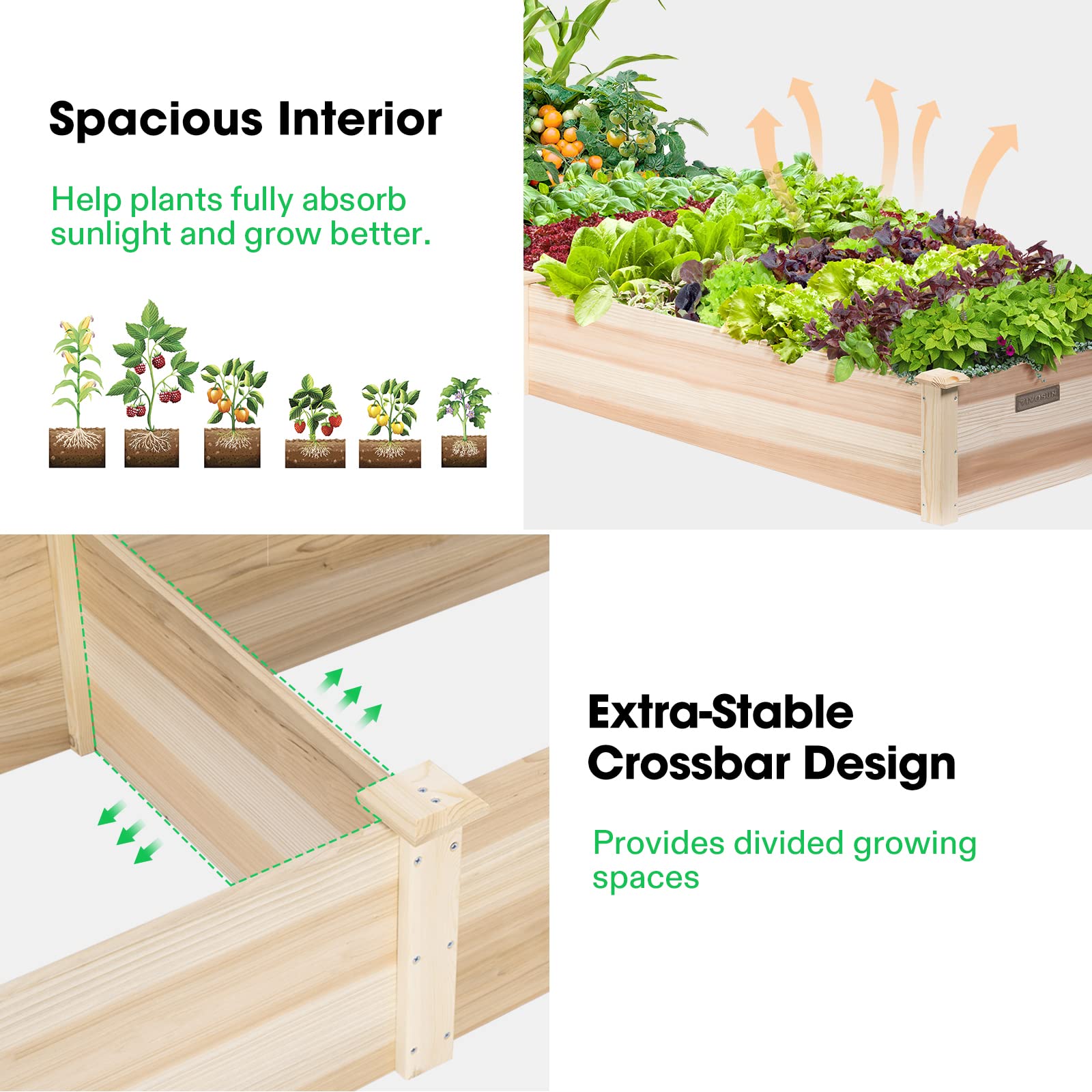 VIVOSUN raised bed placed in backyard showing tidy garden layout and benefit