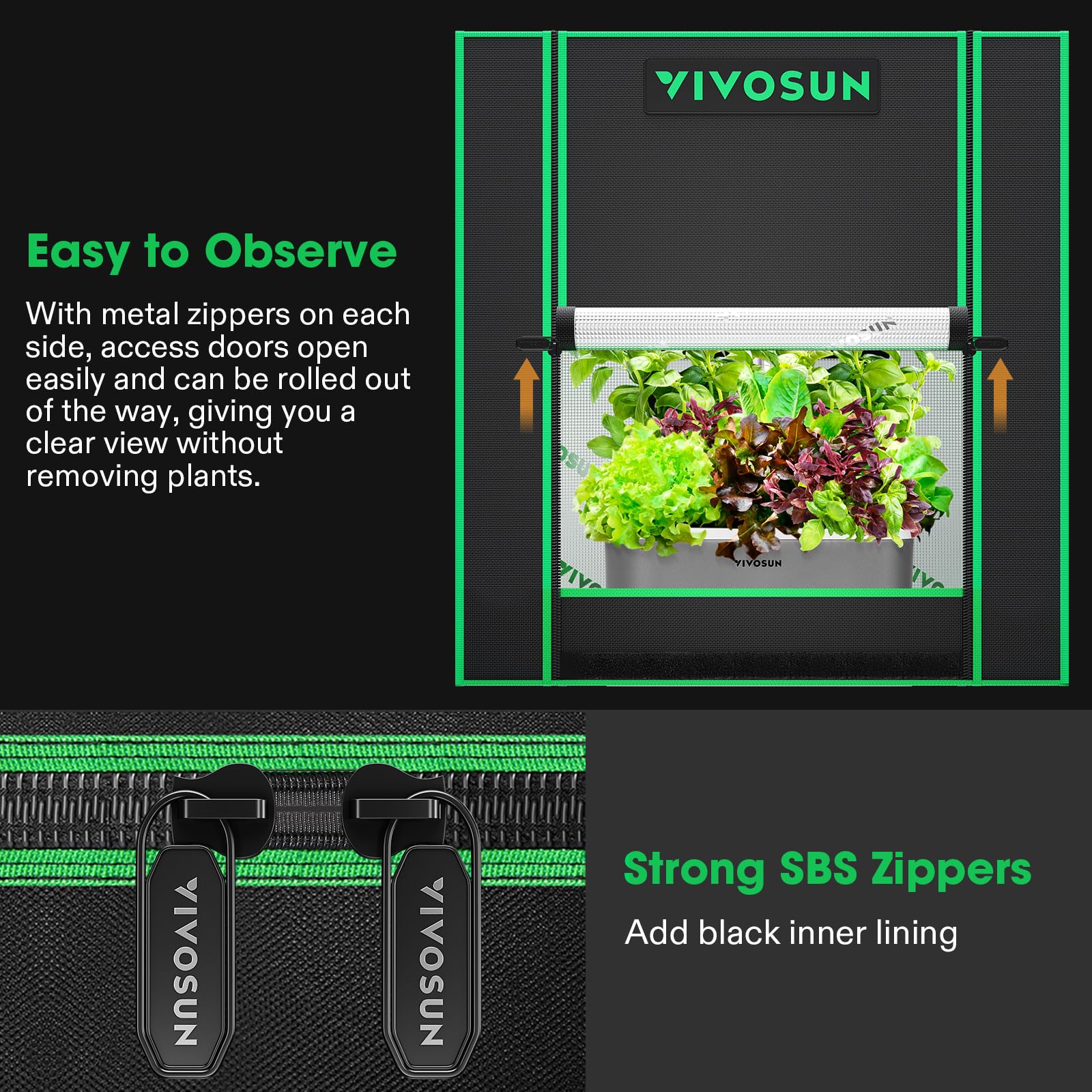 VIVOSUN interior diamond mylar reflecting light to increase plant light exposure