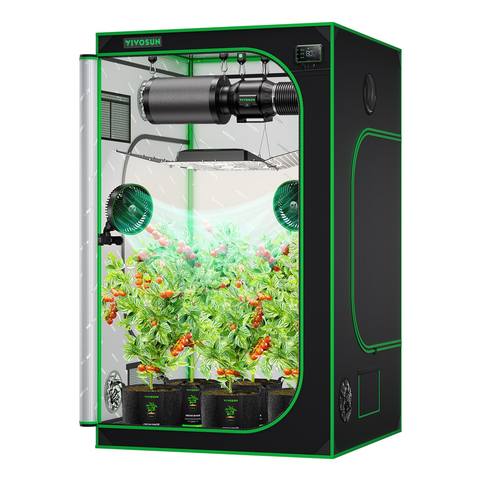 VIVOSUN front view of 4x4 grow tent showing full enclosure and doorway for easy access