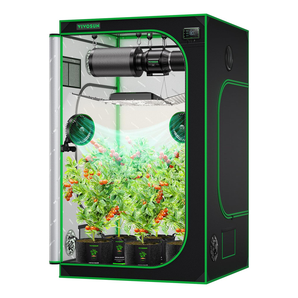 VIVOSUN front view of 4x4 grow tent showing full enclosure and doorway for easy access