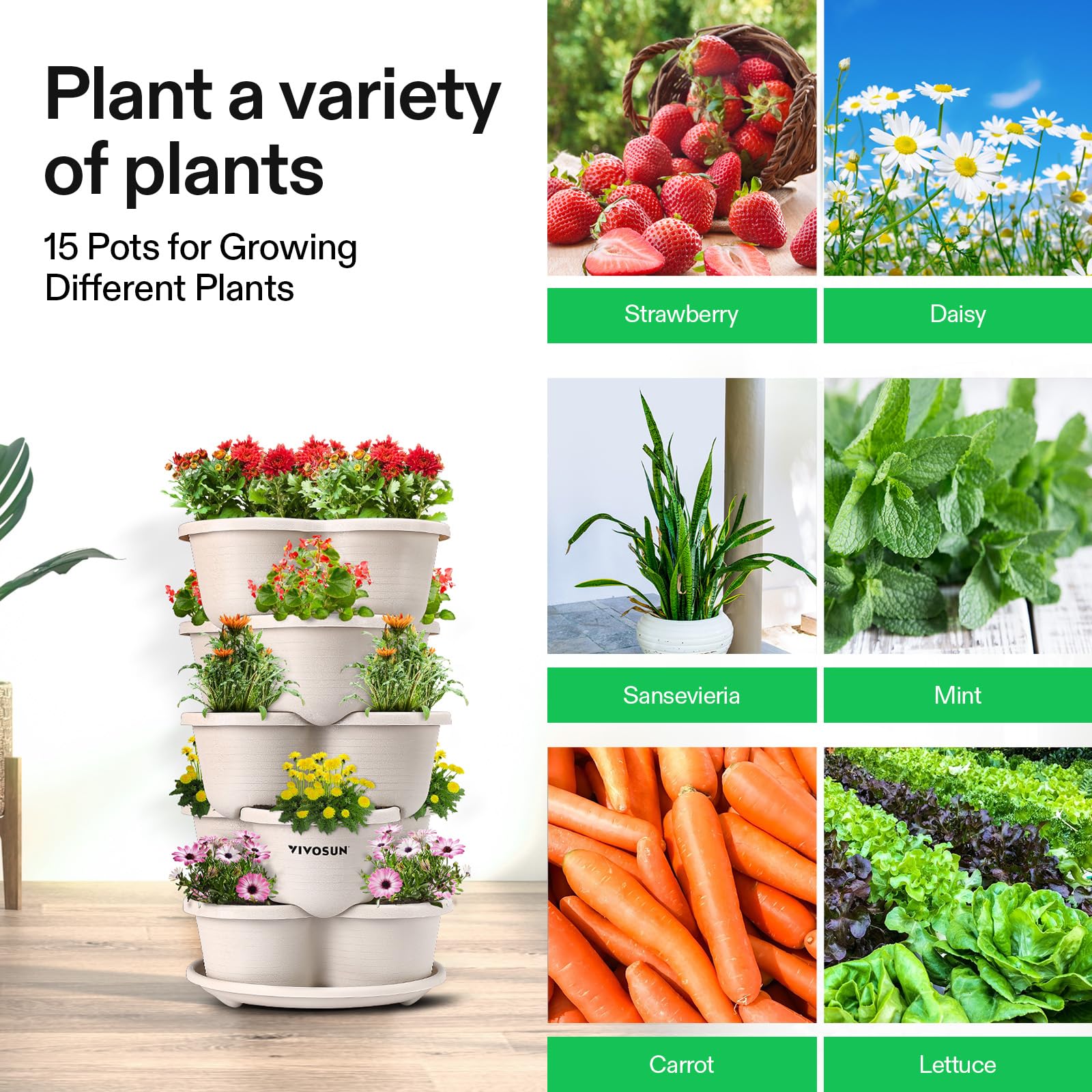 VIVOSUN planter next to a hand to show scale and space-saving advantage
