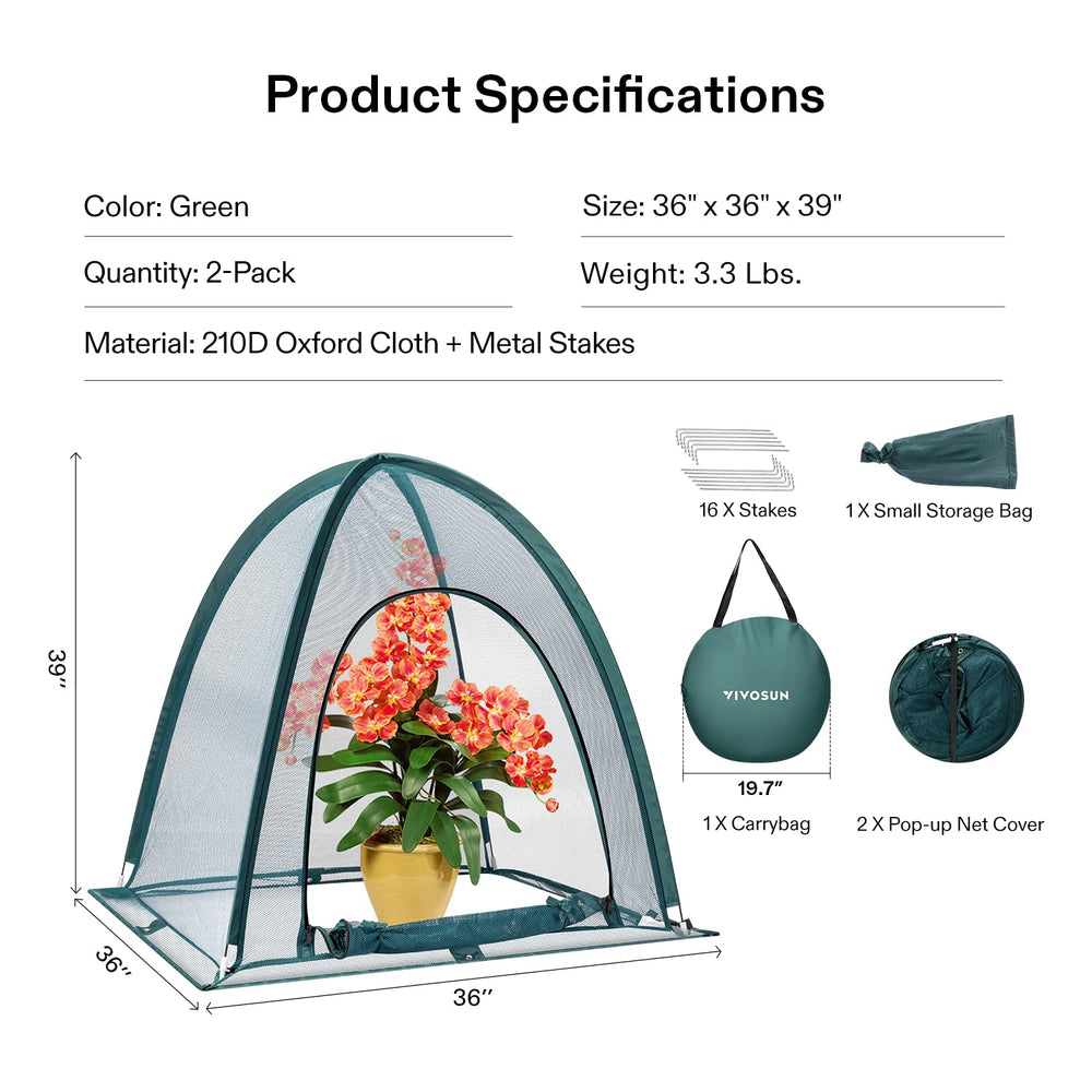 VIVOSUN cover secured to ground with spikes for stable wind protection