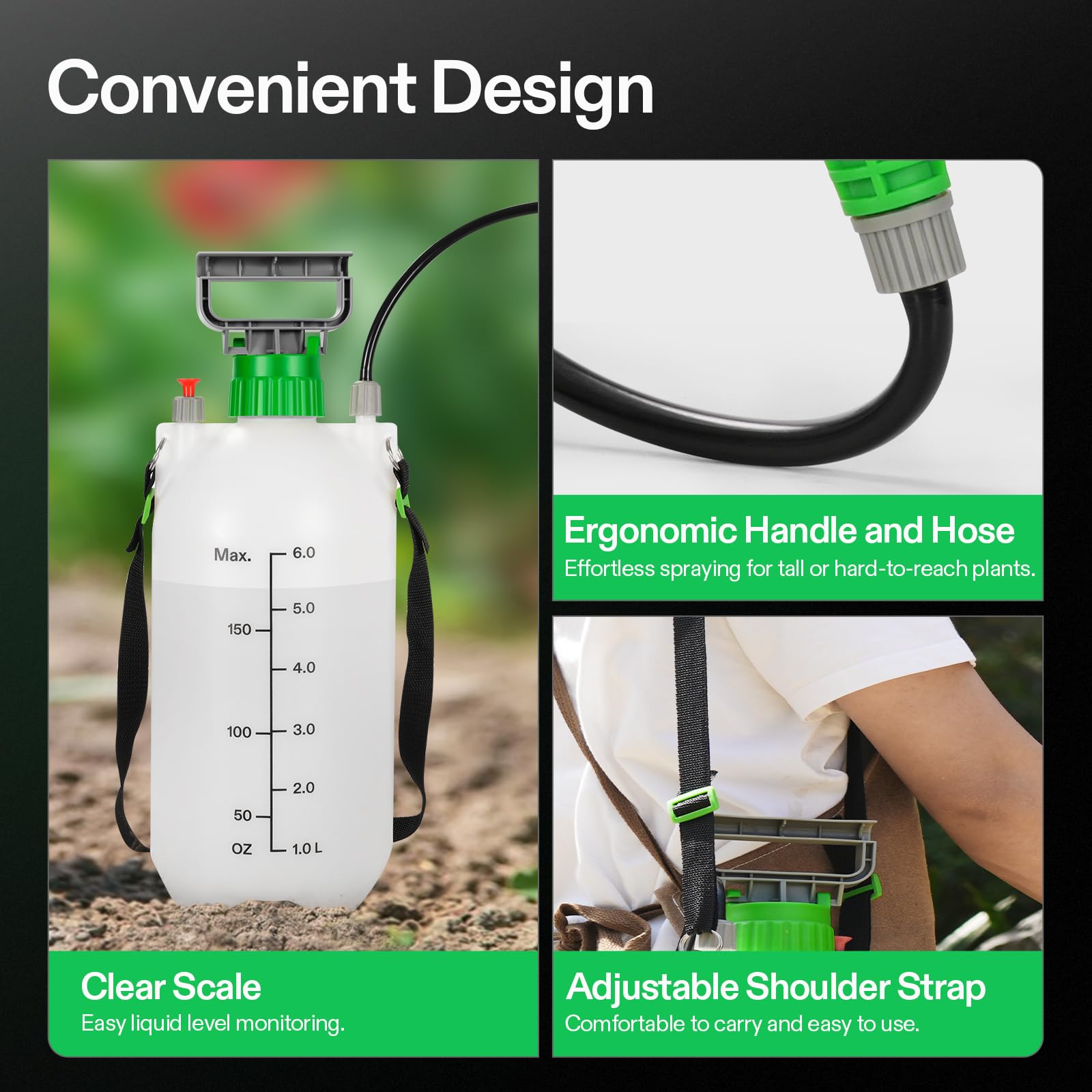 VIVOSUN adjustable shoulder strap worn for comfortable portable spraying