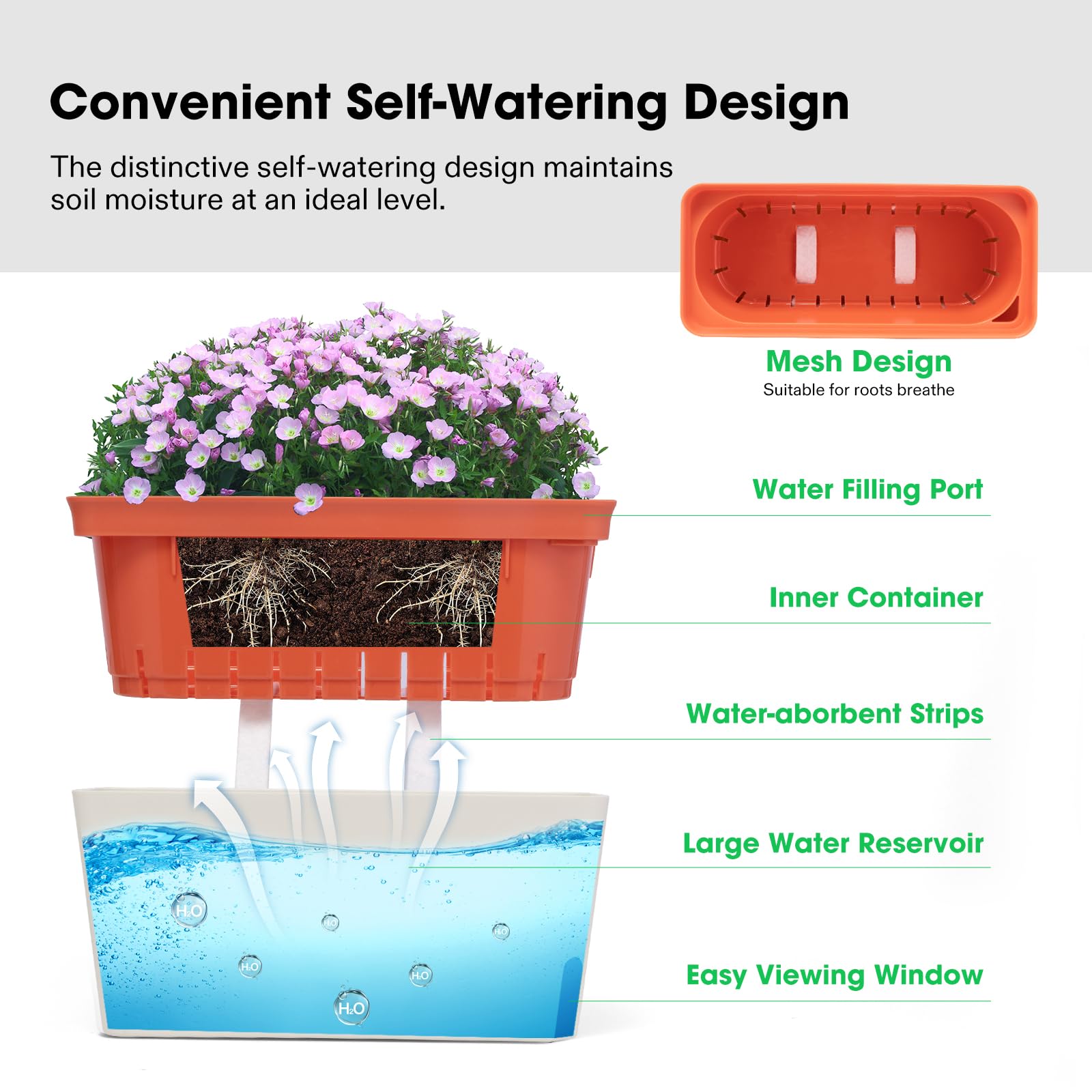 VIVOSUN side water-level window visible for quick reservoir checks and less guesswork