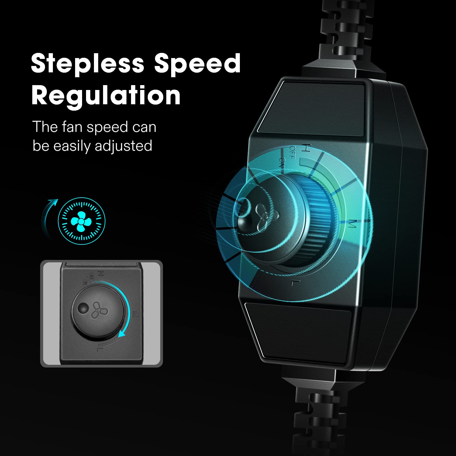 VIVOSUN inline stepless speed controller demonstrating easy adjustable airflow