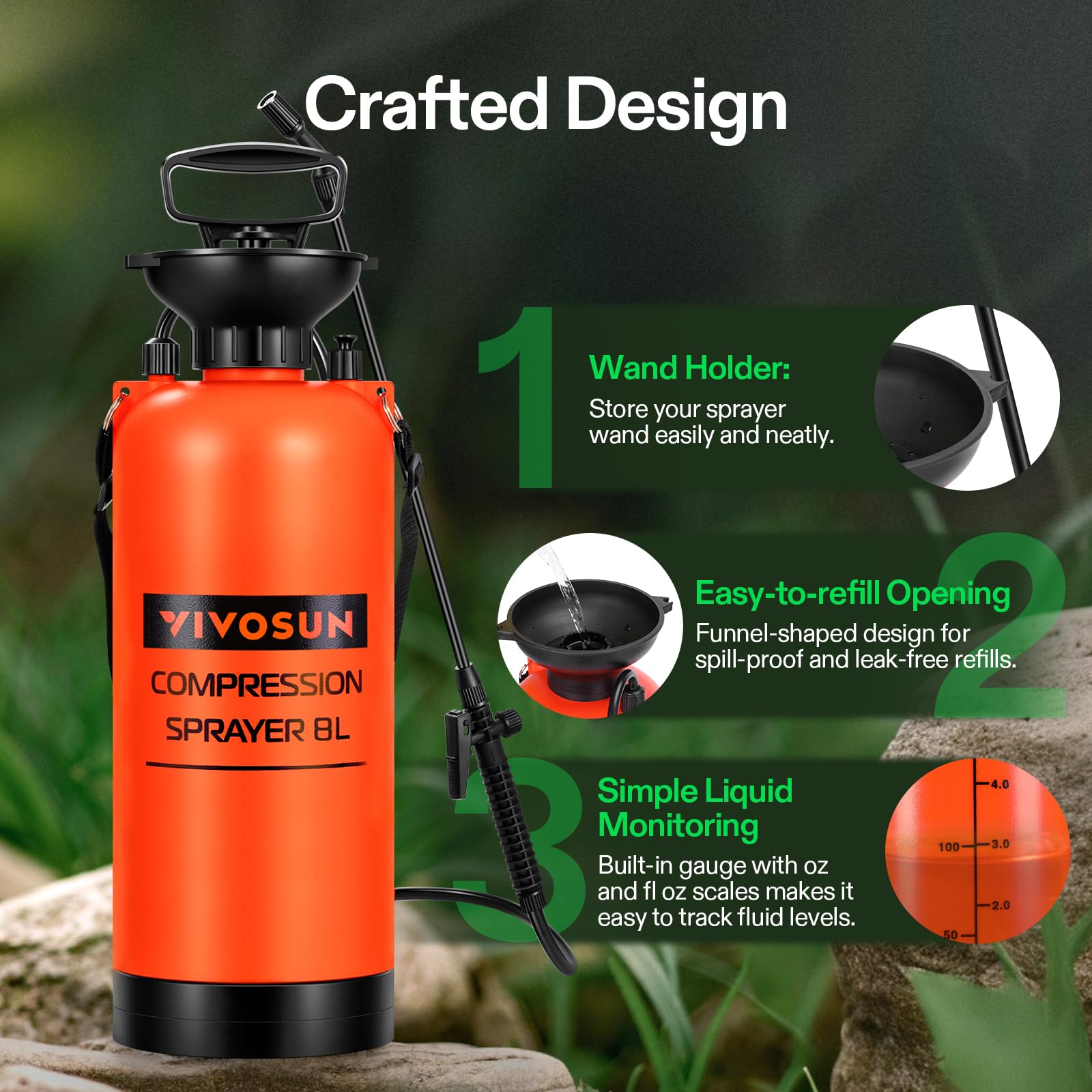 VIVOSUN spraying plants with shower pattern for even watering coverage
