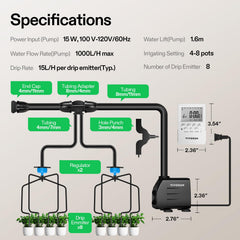 VIVOSUN 15W submersible pump close-up highlighting quiet efficient water flow benefit