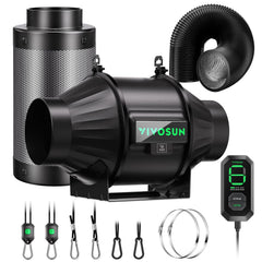 VIVOSUN kit front view showing fan, filter and ducting for efficient ventilation