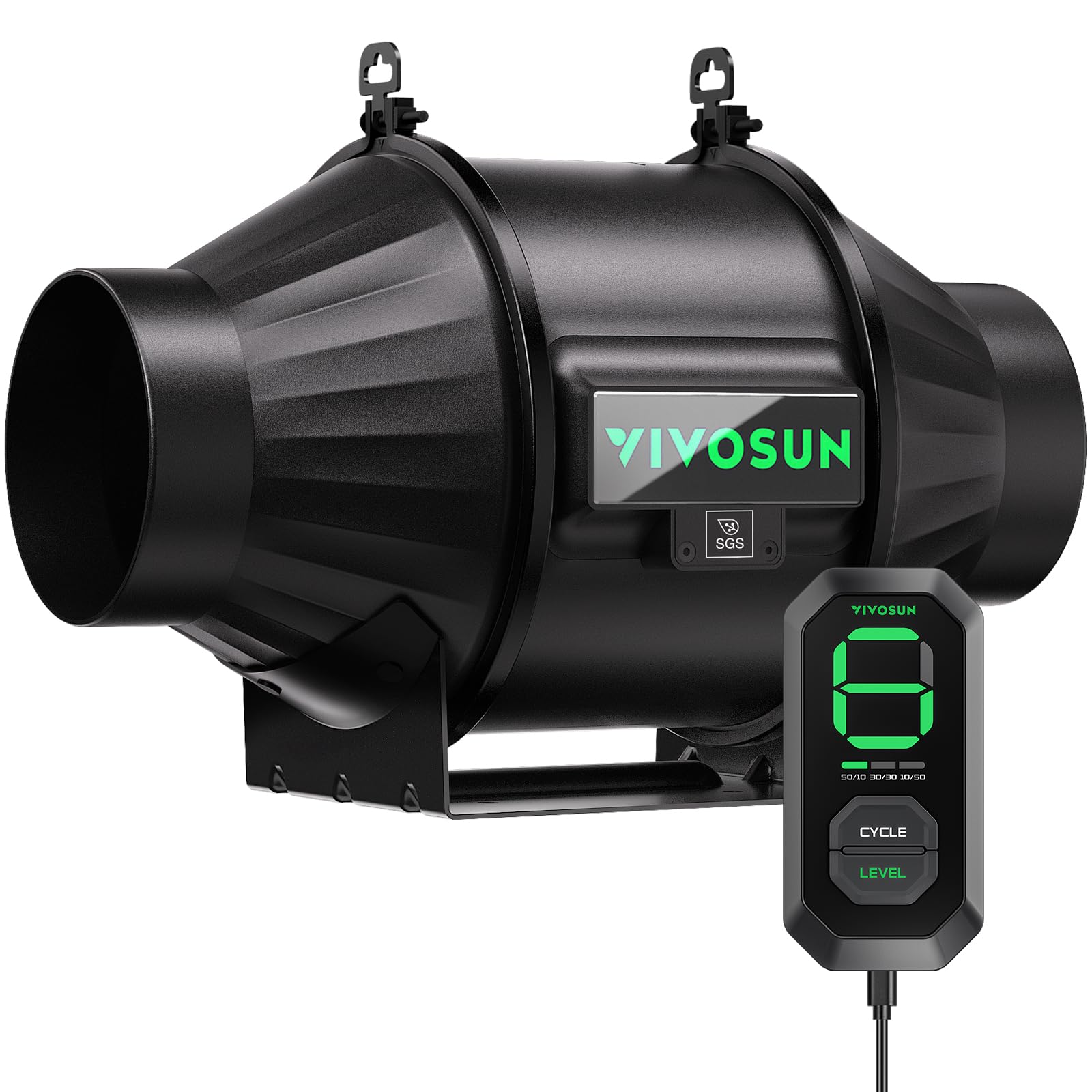 VIVOSUN T4 front view showing inline outlet and airflow for reliable ventilation