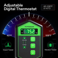 VIVOSUN digital thermostat display and cord for precise temperature control