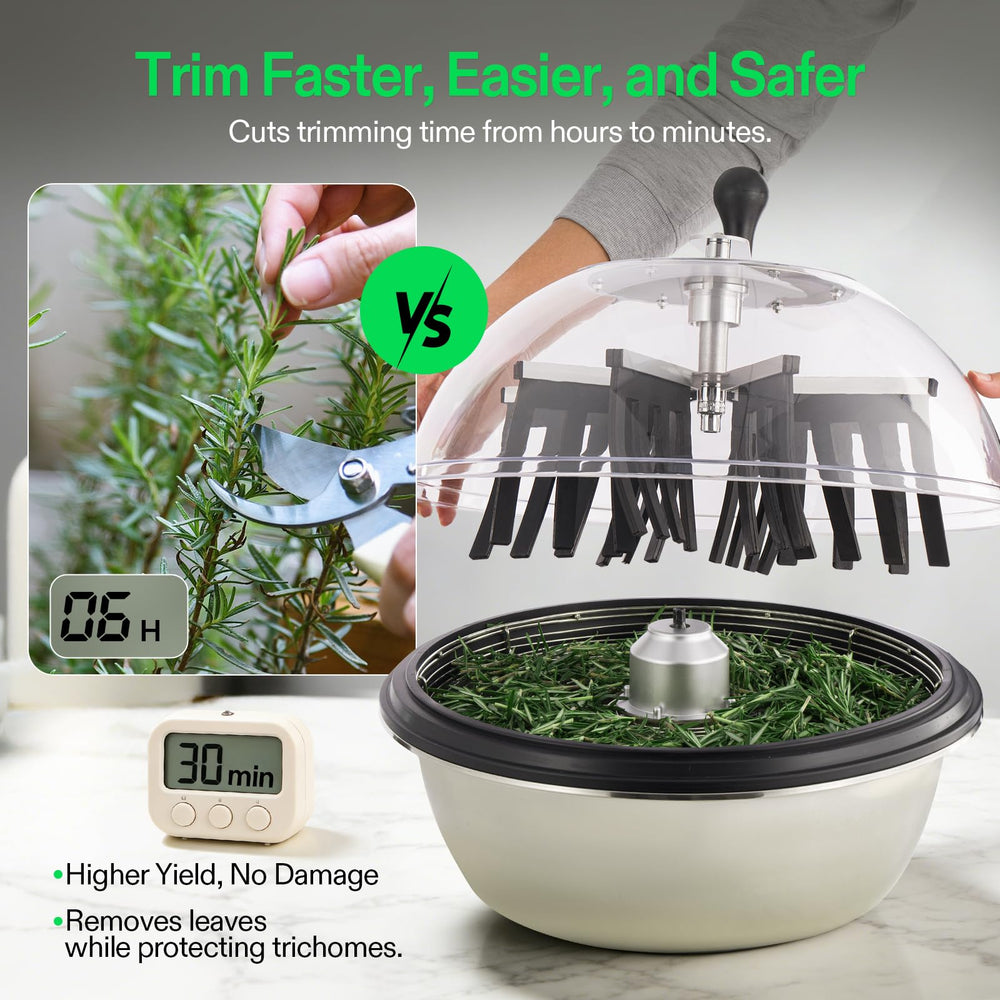 VIVOSUN top view of rotating bowl demonstrating faster trimming efficiency
