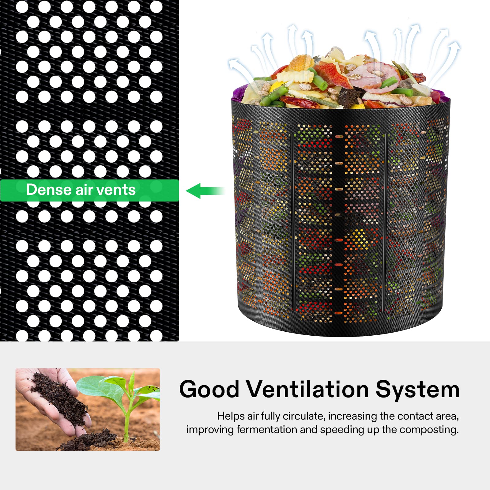 VIVOSUN ventilation holes detail improving airflow and faster decomposition benefit