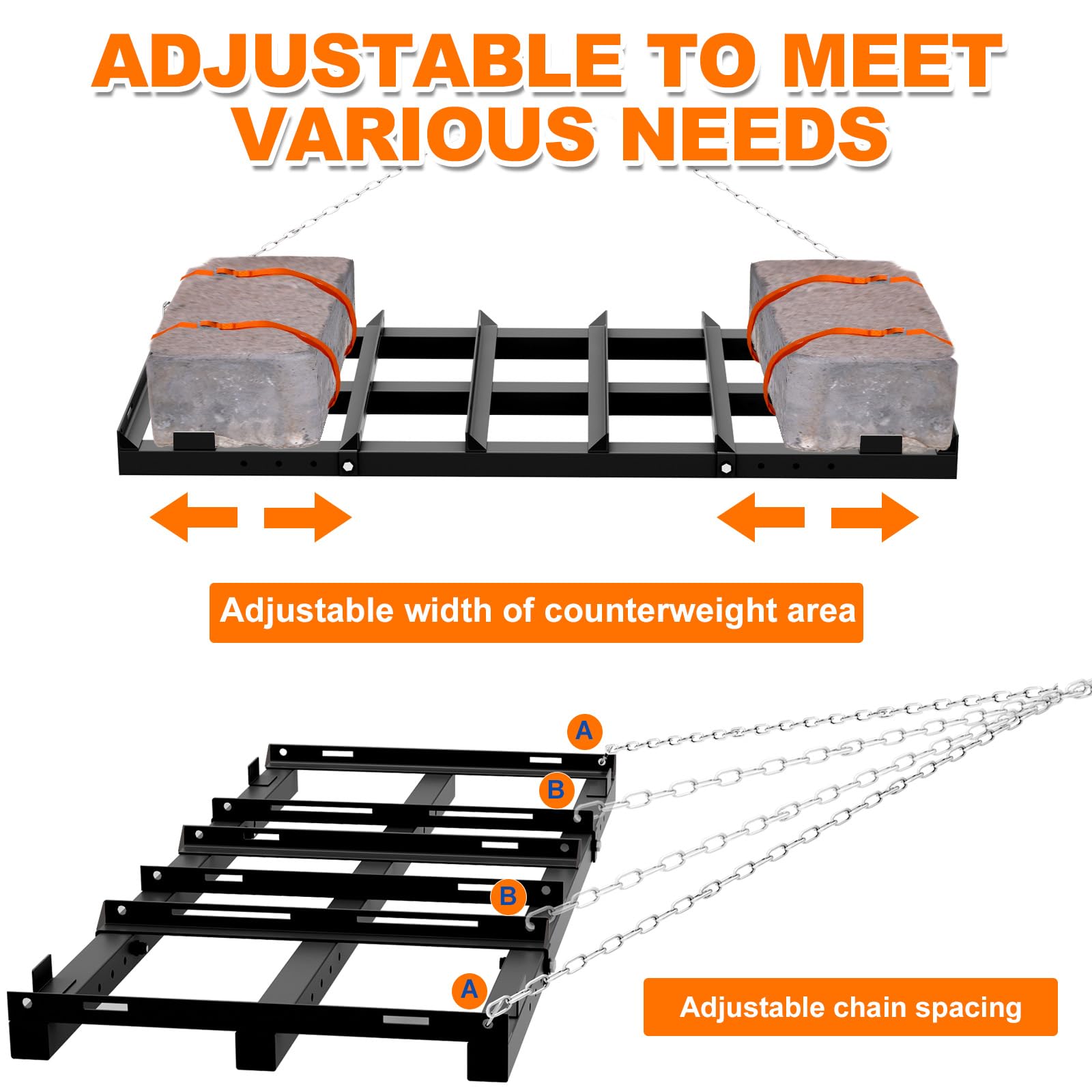 Vlaeng adjustable center bar being set to change width for versatile use