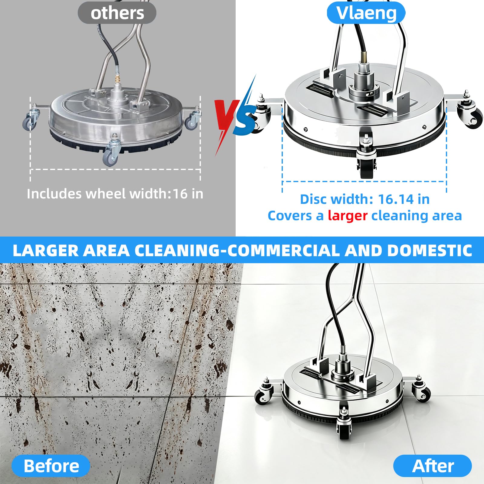 Vlaeng adjustable dual-handle and 360-degree wheels for ergonomic control