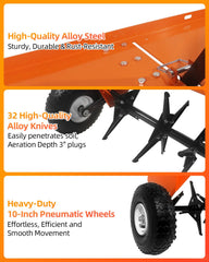 Vlaeng heavy-duty tire and hub detail showing rugged traction and smooth rolling benefit