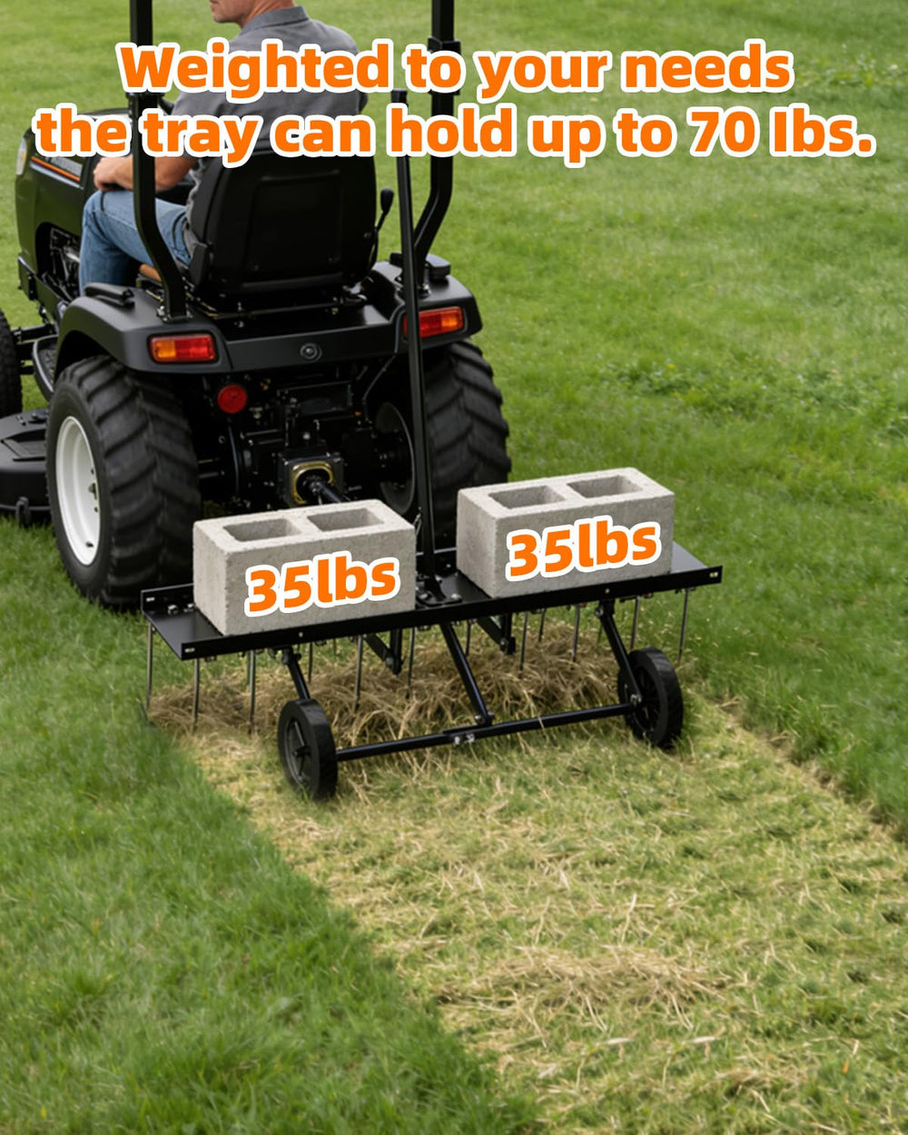 Vlaeng in-use on lawn demonstrating rapid removal of dead grass and debris