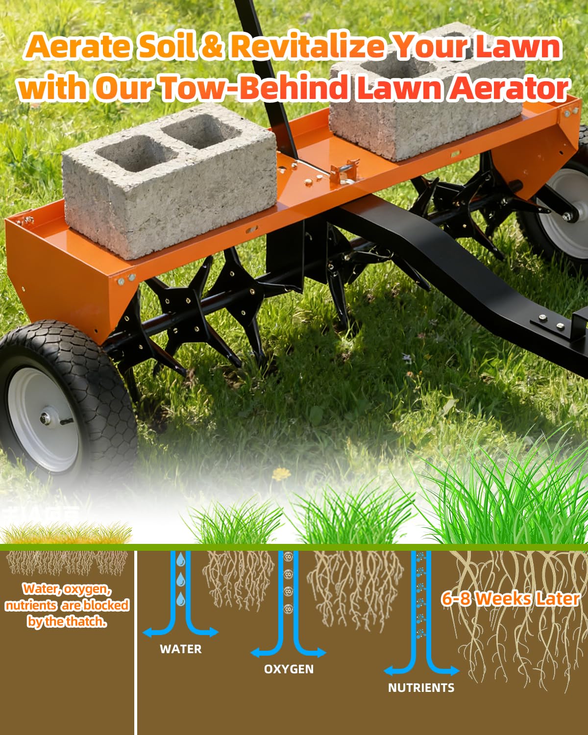 Vlaeng scale comparison next to tractor showing size fit and compatibility benefit