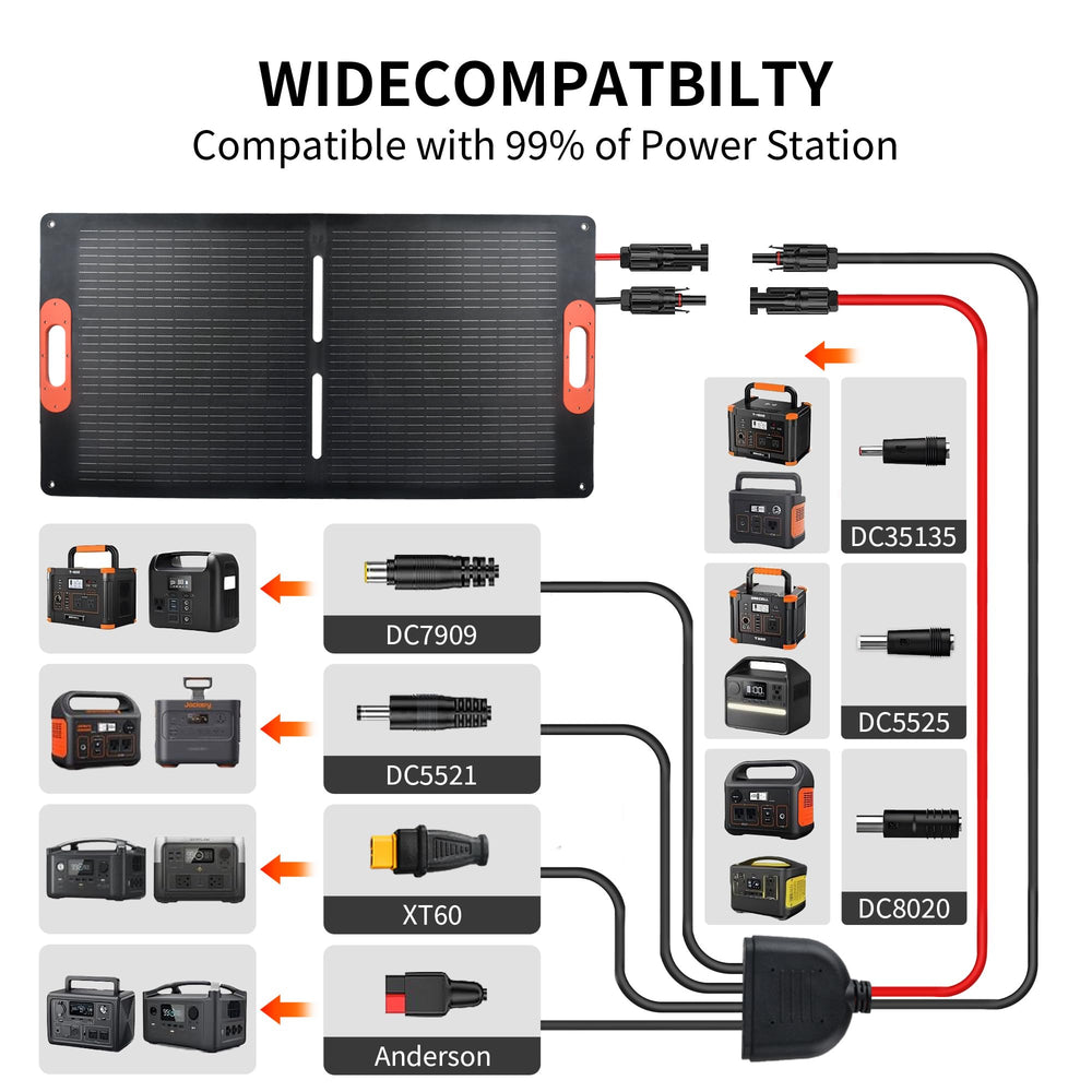 VLAIAN multi-adapter cable set showing broad power station compatibility